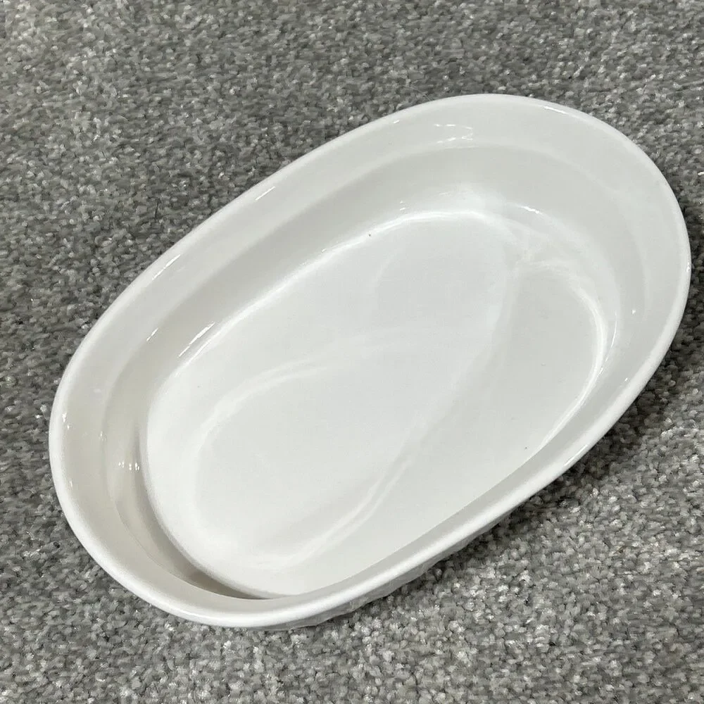 Corning Ware French White Individual Casserole Dish & Plastic Lid 15oz Oval